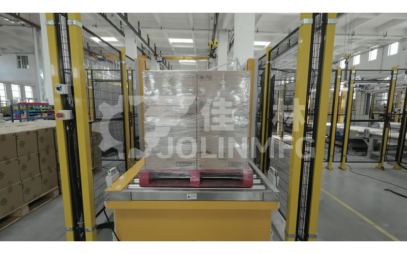 瓦楞紙箱產(chǎn)品用自動(dòng)碼垛裹膜包裝模塊