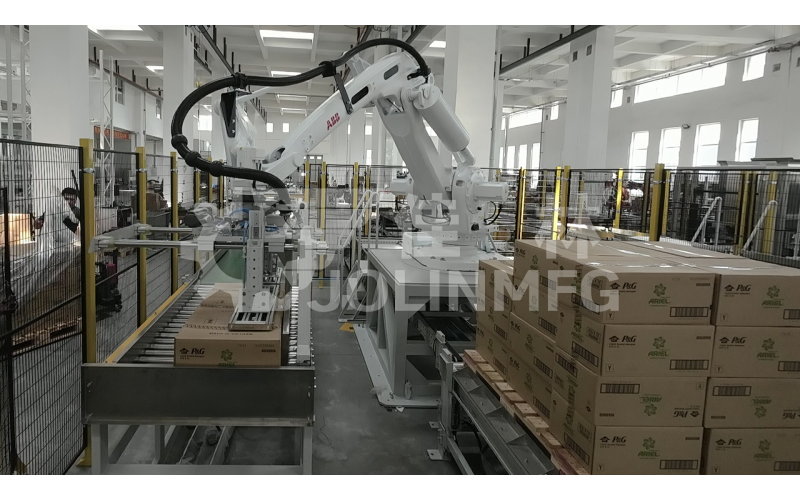 瓦楞紙箱產(chǎn)品用自動(dòng)碼垛裹膜包裝模塊